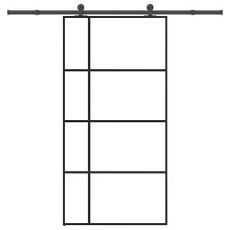 Berkfield Home Sliding Door with Hardware Set 102, 5x205 cm ESG Glass&Aluminium in Black