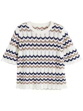 Chinti and Parker chevron-knit top - women - Cotton - S - White