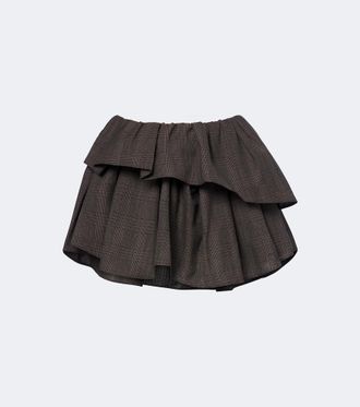 Acne Studios Minigonna in misto lana a quadri con volant