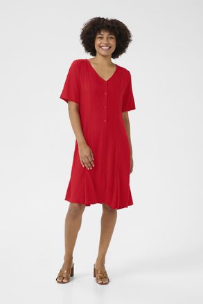 Cream Jurk Feminine High Risk Red