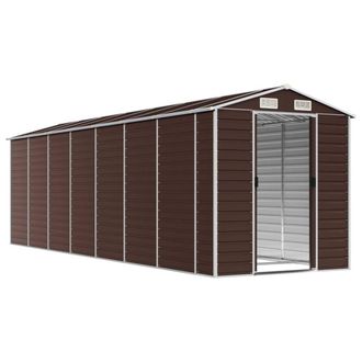 Berkfield Home Garden Shed Brown 191x640x198 cm Galvanised Steel | Size: 191 x 640 x 198 cm