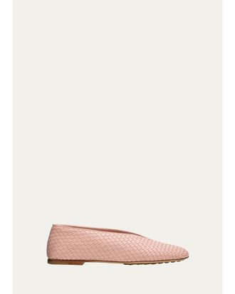 Bottega Veneta Micro Woven Nappa Leather Ballerina Flats