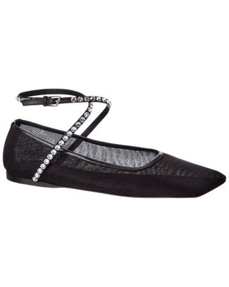 Amina Muaddi Ane Mesh & Leather Flat