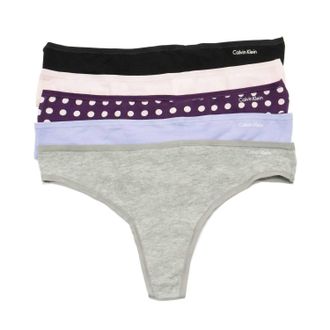 Calvin Klein Women 5-Pack Cotton Form Thong In Prepster Blue Multi