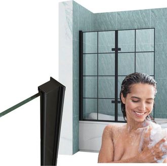Desconocido Mampara De Ba&ntilde;o Hamilton 2 Alas 100x150 Fija Negra