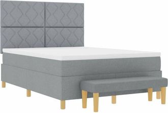 vidaXL Box Spring Bed with Mattress Light grey 160 x 200 cm Fabric vidaXL