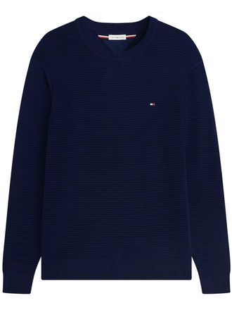 Tommy Hilfiger Textured Knit Crew Neck Sweater With Ribbed Details