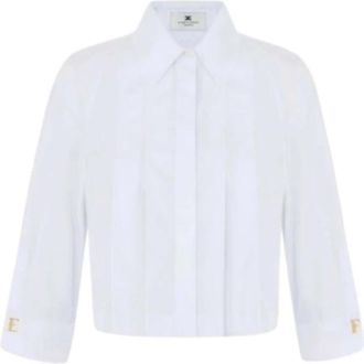 Elisabetta Franchi Cropped Pintuck Shirt - Dames - Overhemden - Wit - M - Overhemden