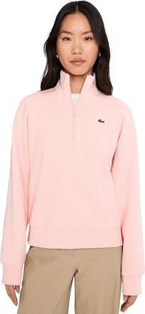 Lacoste Zip-up Pique Sweatshirt Womens Sweatshirt Light Pink : 10 (EUR 42), Cotton/Elastane/Polyester