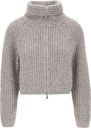Gran Sasso Kabelgebreide Cardigan - Dames - Vesten - Grijs - S - Wol - Truien & Vesten