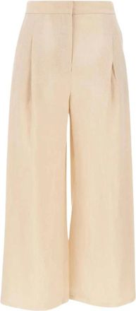 Max Mara Broeken Rope - Dames - Wijde Broeken - Beige - M - Leer - Broeken