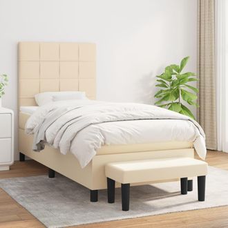 vidaXL Vidaxl - Cama Box Spring Con Colch&oacute;n Tela Color Crema 90x190 Cm
