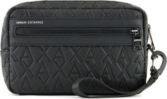 A|X Armani Exchange Toilettas met logo-reli&euml;f - Zwart