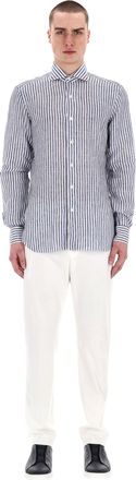 Barba Dandylife Line Linen Tailored Stripe Shirt