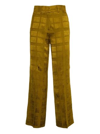 Momoni Mamao check straght trousers - women - Viscose - 42 - Yellow