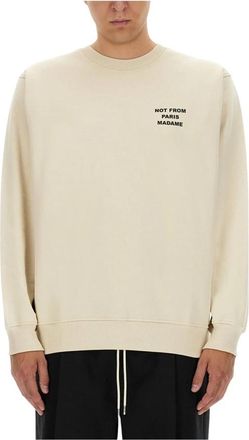 Dr&ocirc;le de Monsieur Slogan Sweatshirt - Heren - Sweatshirts - Beige - XL - Katoen - Hoodies & sweatvesten