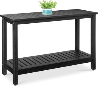 Best Choice Products 48in 2-Shelf Indoor Outdoor Wooden Console Table Multifunctional Buffet Bar Storage