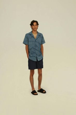 OAS Cuba Terry Shirt In Wavy Blue