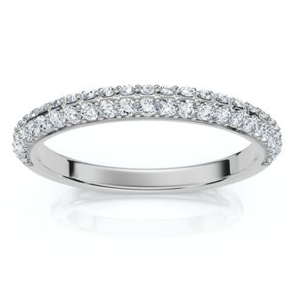 Pompeii3 1/4Ct TW Diamond Micro Pave Wedding Ring Stackable Band 14k Gold Lab Grown