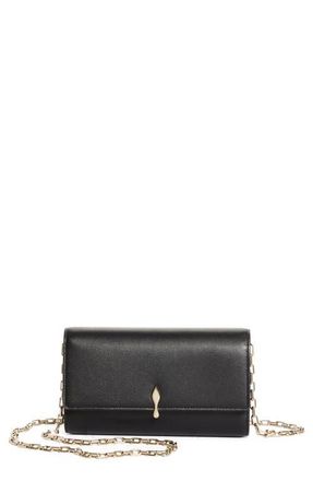 Christian Louboutin Bettina Leather Wallet on a Chain in Black/Gold at Nordstrom