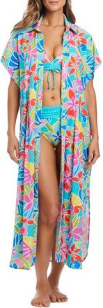 Bleu Rod Beattie Short Sleeve Cover-Up Dress in Aqua Fresca at Nordstrom, Size Medium