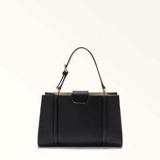 Furla Riva Borsa A Spalla M Nero Nero Pelle Stampata Donna