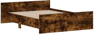 vidaXL Bed Frame without Mattress Smoked Oak 140x190 cm Vidaxl