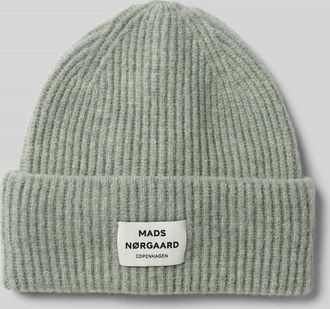 Mads Norgaard Mütze aus Schurwoll-Mix mit Label-Patch Modell Tosca Anju in Hellgruen, Größe 1