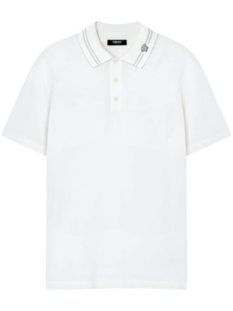 Versace Black Classic Short-Sleeve Double Stripe Polo