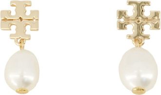 Tory Burch Womens Moondance Pearl Drop Earrings Metal Gold Jewelry-Watches