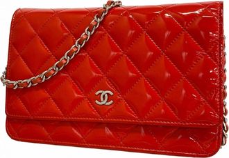Chanel Red Color Chain/Shoulder Wallet (Pre-Owned)