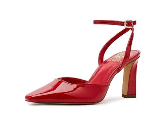 Vince Camuto Galees Ankle Strap Pump Womens Shoes Bright Flame : 5.5 M, Leather/Rubber