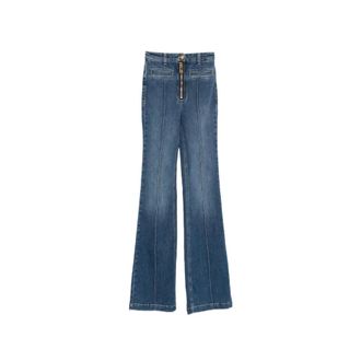 Elisabetta Franchi Flared Jeans, female, Blue, Size: W29 Boot-cut Jeans with Zip