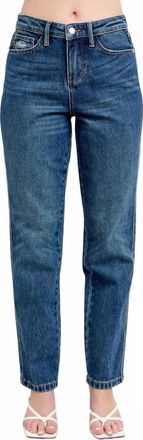 Judy Blue High Waisted Rigid Magic Non-Destroy Straight Jeans In Dark Wash