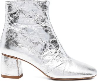 Forte_Forte 60 mm leren laarzen met metallic-effect - Zilver