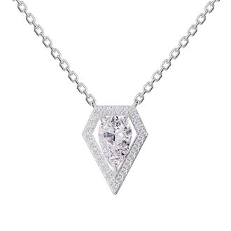 Diamond2Deal 925 Sterling Silver 1.5 ct Pear Cut Lab Grown Diamond Pendant Necklace 18