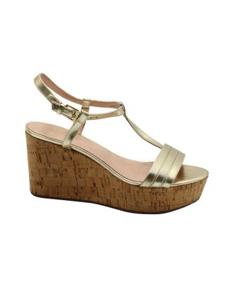 Kate Spade New York Womens Metallic Gold Wedge Sandals Leather - Size UK 4.5