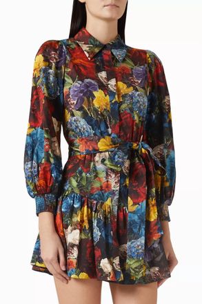 Alice & Olivia Lily Mini Shirt Dress In Flourish
