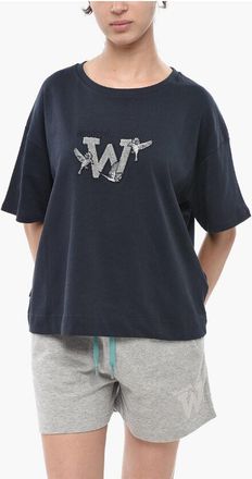 Woolrich Cotton Crewneck T-Shirt GRAPHIC With W Embroidery size L