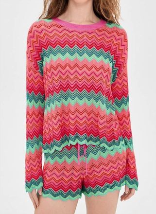 Beach Riot Beach Crewneck Sweater In Strawberry Chevron