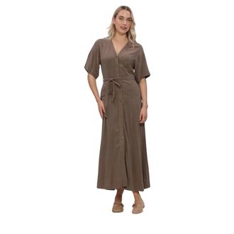 Selected Slfviva Regular Linnenmix Jurk - Dames - Jurken - Bruin - Maat: S Linnen