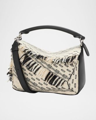 Loewe x Albers Puzzle Small Fringe Shoulder Bag in Woven Textile