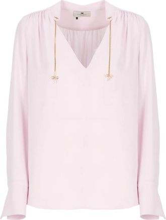 Elisabetta Franchi Georgette Blouse met Charms - Dames - Blouses - Roze - S - Overhemden