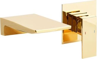 Beliani Beliani - Grifo Empotrado Monomando De Lavabo De Lat&oacute;n Con Efecto Cascada Dorado Karuay