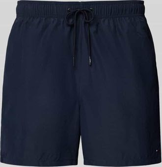 Tommy Hilfiger Regular Fit Badeshorts mit Label-Bund in Dunkelblau, Größe XL