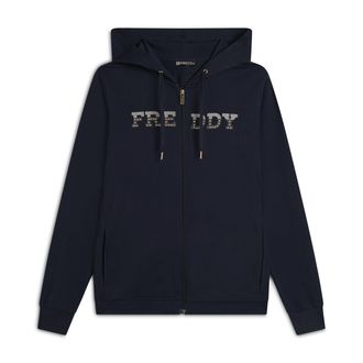 Freddy Felpa comfort grafica dorata con zip e cappuccio