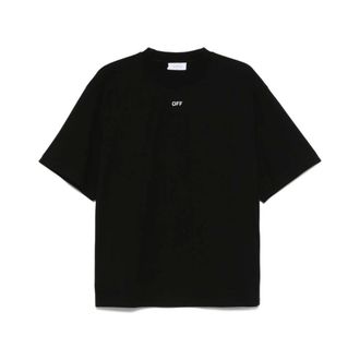 Off-white T-Shirts, male, Black, S, Logo Print Crew Neck T-shirt