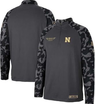 Colosseum Mens Colosseum Charcoal Nebraska Huskers OHT Military Appreciation Long Range Raglan Quarter-Zip Jacket at Nordstrom, Size Medium