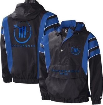 Starter Mens Starter Black/Royal TRACKHOUSE RACING Impact Half-Snap Pullover Jacket at Nordstrom, Size X-Large
