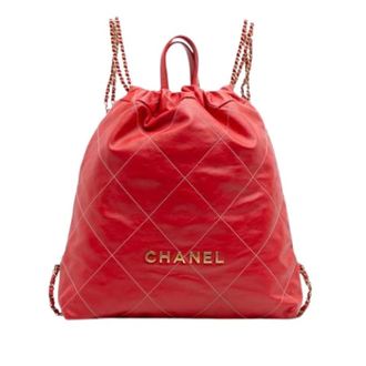 Chanel Pre-owned 22 Backpack - Dames - Pre-owned - Rood - Maat: ONE Size Leer